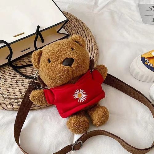 Sac À Dos Ours En Peluche Pour Enfants, Sac À Bandoulière Style Mignon, Matériau En Peluche Doux, Sac À Jouets Pour Bébé Fille, Accessoires Mignons