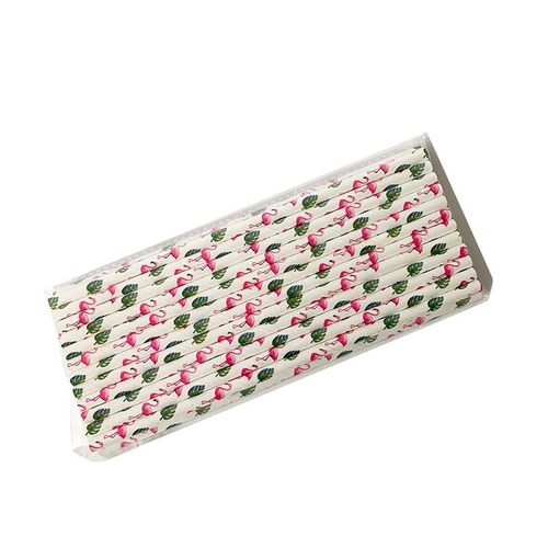 Paille En Papier Jetable À Motif De Flamand Rose, 25 Pièces, 19.7cm, Multi-Usage, Pour Décoration De Cocktail, Spectacle D'anniversaire Pour Bébé, Pour Boissons Pour Enfants