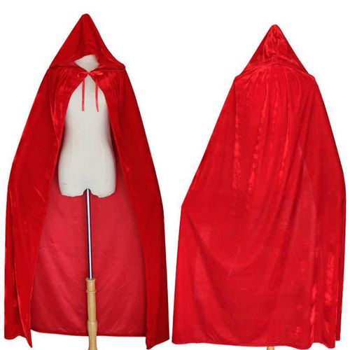 Cape Fantaisie D'halloween Pour Homme Et Femme, En Velours, À Capuche, Pour Adulte, Longue, Violette, Verte, Rouge, Noire