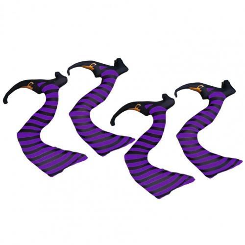 1 Paire De Jambes De Sorcière À Rayures, Tissu Décoratif De Couleur Vive, Accessoires De Décoration D'Intérieur Et D'Extérieur Pour La Maison