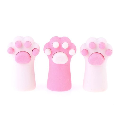 Gommes Patte De Chat Mignon 3 Pièces/Ensemble, Kawaii, Capuchon De Crayon, Oreillettes En Caoutchouc, Jouets Pour Enfants, Outils De Correction, Stylo, Fournitures Scolaires