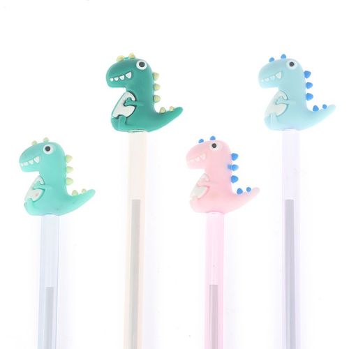 Stylo Marqueur À Encre Noire, 4 Pièces/Lot, Fournitures De Papeterie Scolaires Et De Bureau, Kawaii, Petit Stylo Souple En Silicone, Stylo Gel De Dinosaure, Nouveau