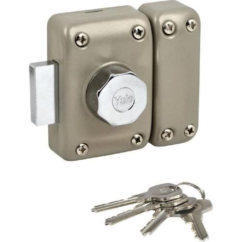 YALE - YV25BT-50 Verrou bouton et cylindre 5 goupilles diametre 23 mm - longueur 50 mm - 4 clés - beige