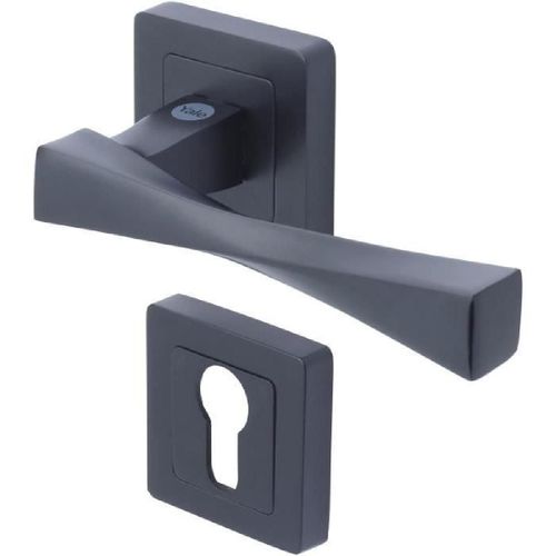 YALE - YPP7-V-PE Poignée de porte carrée de 7 noir YALE - Modele Verona - passage de cylindre euro