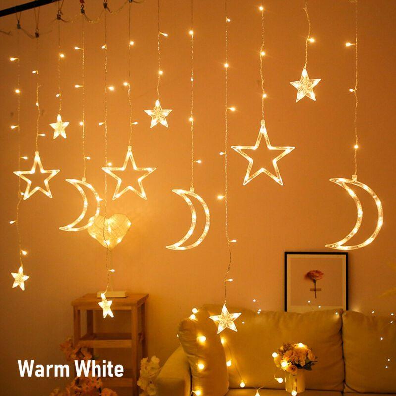 Guirlande lumineuse Led en forme d'étoile et de lune, décoration