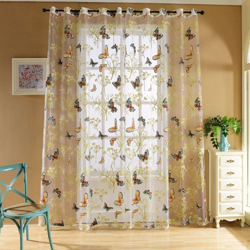 Rideau En Tulle Motif Papillon, Décoration De Maison, Cuisine, Balcon, Chambre, Fenêtre, Paravent Floral, Décoration De Patio Romain Aveugle