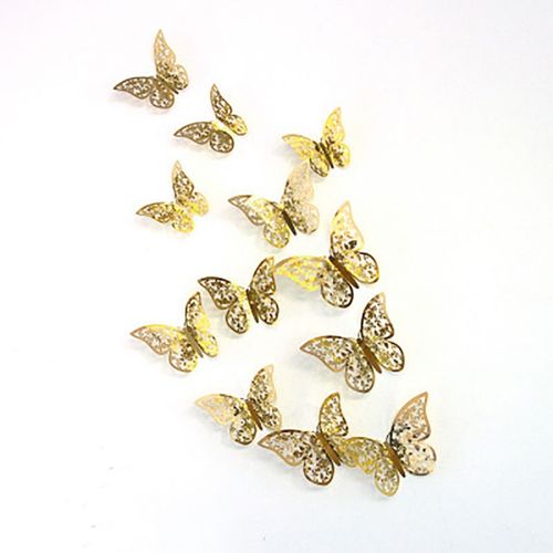 Autocollant Mural Papillon 3d, 12 Pièces, Décoration De Maison Ajourée, Vive, Pour Salon, Chambre D'Enfants, Fête De Mariage, Diy Bricolage