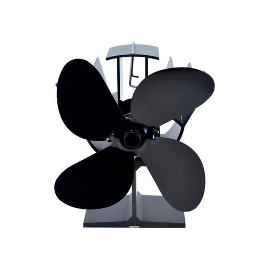Ventilateur noir à 4 lames pour cheminée et poêle à bois, ecofan, silencieux, distribution de chaleur efficace, pour foyer