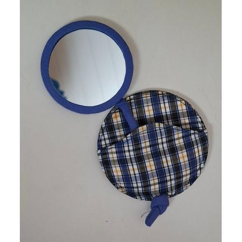 Miroir De Sac - Miroir De Poche - Tissu Bleu Bleu