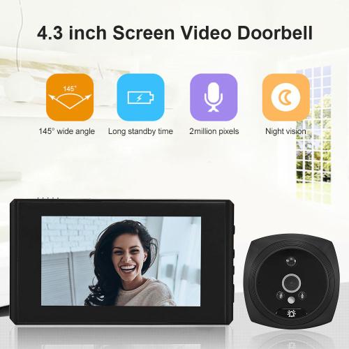 UN Visiophone intelligent N7-B 4.3 pouces, sonnette, Vision nocturne, caméra vidéo, sonnette, moniteur ¿il de chat, pour la sécurité de la maison,