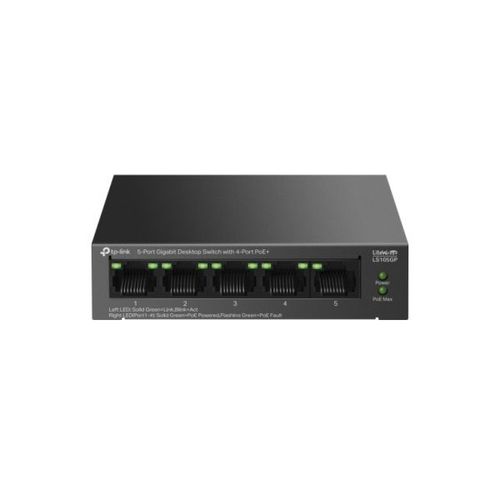 TP-Link LiteWave LS105GP V1 - Commutateur - 4 x 10/100/1000 (PoE+) + 1 x 10/100/1000 - de bureau, fixation murale - PoE+ (65 W)