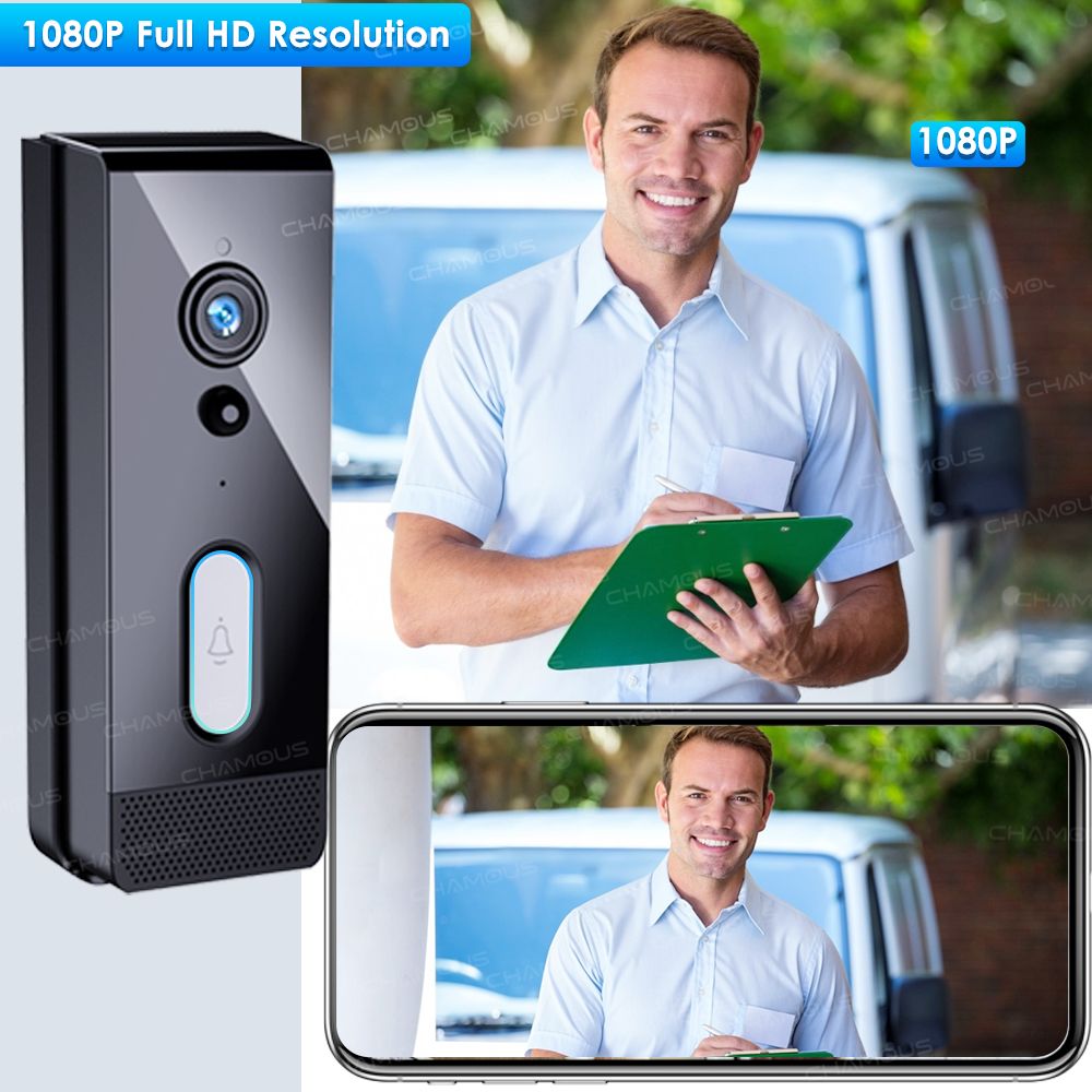 Tuya Home Security Sonnette sans fil Sonnette vidéo Smart Wifi Sonnette avec  caméra Interphone Sonnette de porte sans fil