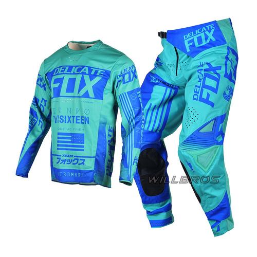 Vert Taille Jersey L Pantalon 34 Maillot De Moto Fox Union Délicate Pour Hommes, Combinaison Pour Vélo De Montagne, Ensemble D'équipement De Motocross, Kits De Course Tout-Terrain