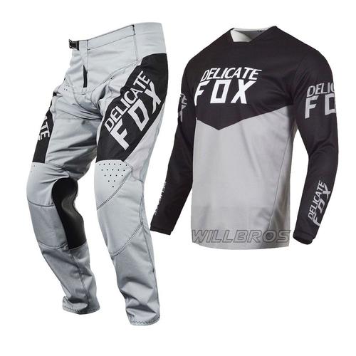 Gris Taille Pantalon 34 Jersey L Fox Délicat ? Ensemble D'équipement Pour Homme, Maillot Et Pantalon De Motocross, Mx Et Bmx, Tenue De Vélo Tout-Terrain, Costume Pour Adulte