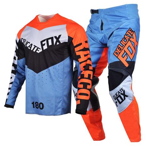 Bleu Orange Taille Pantalon 36 Jersey Xl Ensemble D'équipement Pour Hommes, Maillot Et Pantalon De Course De Motocross, Combinaison Pour Vélo De Montagne, Tout-Terrain, Fox 180