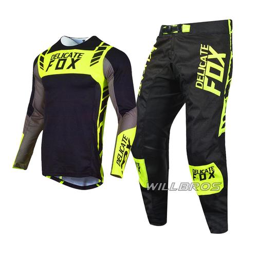 Noir Fluo Taille Pantalon 32 Jersey M Ensemble D'équipement De Course Pour Motocross, Maillot Et Pantalon Mx Combo, Combinaison De Vélo Tout-Terrain Pour Hommes, Combinaison De Motocross