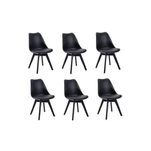 Lot De 6 Chaises Jody - Polypropylène Et Hêtre - Noir Et Pieds Noir