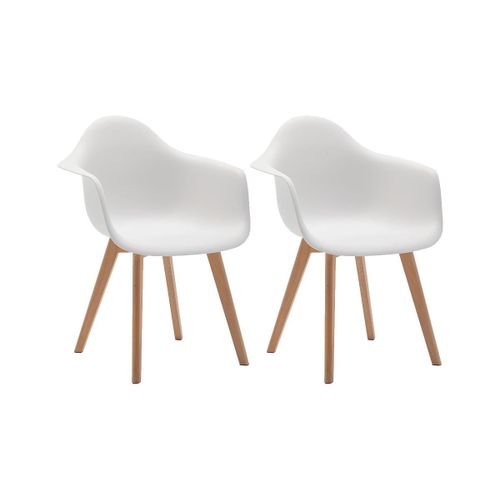 Lot De 2 Chaises Avec Accoudoirs Vixi - Polypropyl?Ne Et H?Tre - Blanc