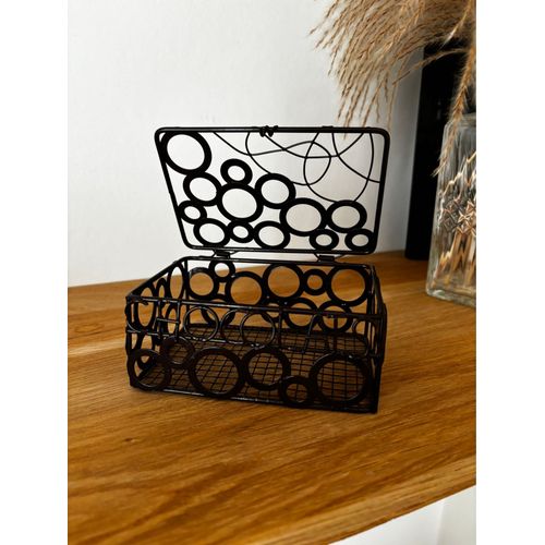 Petite boîte coffret en métal marron ajouré 
