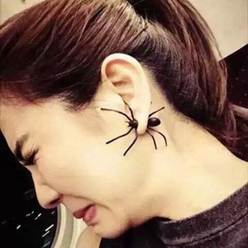Boucles D'Oreilles En Forme D'Araignée Noire 3d, 1 Pièce, Décoration Pour Halloween, Bricolage De Fête, Décor De Maison