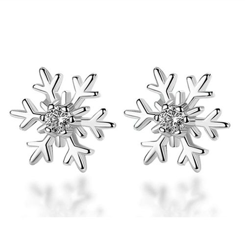 Boucles D'Oreilles En Cristal Autrichien, Cadeau De Noël, Élégantes, Couleur Argent, Flocon De Neige, Luxe, Bijoux, Petites Boucles D'Oreilles