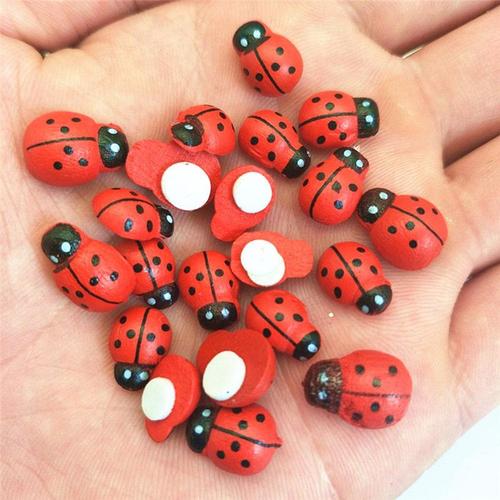 Autocollant coccinelle en bois 100 pi ces dos adh sif peint pour