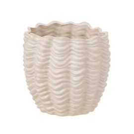 Paris Prix - Cache-Pot En Céramique "Coquillage" 22cm Beige