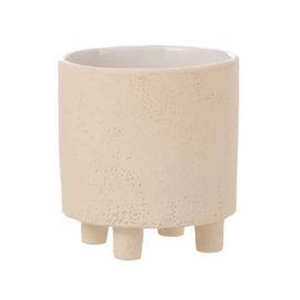 Paris Prix - Cache-Pot Déco En Céramique "Sable" 16cm Beige