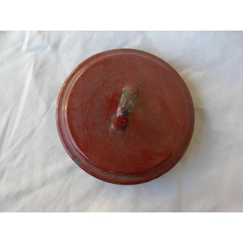 Ww1/Ww2 France Couvercle De Gamelle Pour Popotte Marron En Töle Marron Émaillée 9.7 Cm