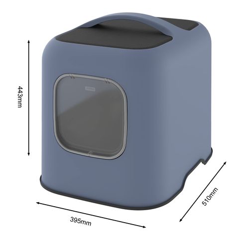 Rotho - Maison Toilette Pour Chat 57 X 39 X 40 Cm - Bac A Litiere - Bleu Horizon