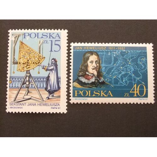 Pologne Polska 1987 Astronome (Jan Hevelius ) Yvert 2924 / 2925 ** Mnh