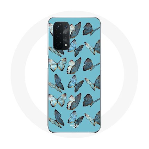Coque Pour Oppo A54 5g Papillons Fond Bleu