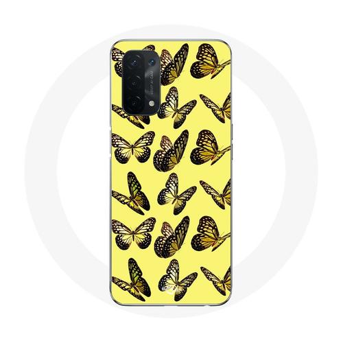 Coque Pour Oppo A54 5g Papillons Fond Jaune