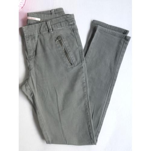 Jean Slim Skinny Moulant Camaïeu Couleur Gris Souris Taille S / 36 Poches Zip