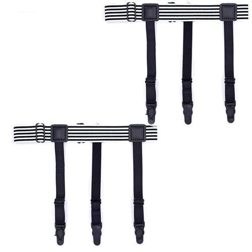 Porte-Jarretelles Élastiques Réglables Pour Chemise,Porte-Jarretelles,Sangles,Ceinture,Pinces De Verrouillage Antidérapantes,Noir