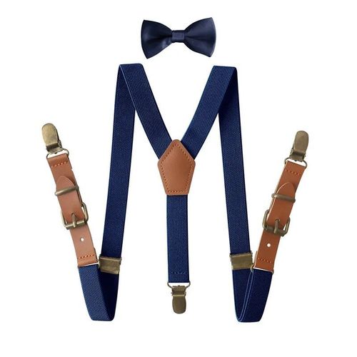 3 Clips En Alliage De Cuir Marron Vintage Pour Enfants,Porte-Anneau Vintage Décontracté,Bretelles,Pantalon De Style Occidental Pour Garçons