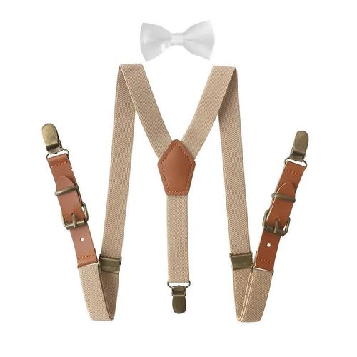 3 Clips En Alliage De Cuir Marron Vintage Pour Enfants,Porte-Anneau Vintage Décontracté,Bretelles,Pantalon De Style Occidental Pour Garçons