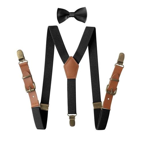 3 Clips En Alliage De Cuir Marron Vintage Pour Enfants,Porte-Anneau Vintage Décontracté,Bretelles,Pantalon De Style Occidental Pour Garçons