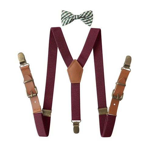 3 Clips En Alliage De Cuir Marron Vintage Pour Enfants,Porte-Anneau Vintage Décontracté,Bretelles,Pantalon De Style Occidental Pour Garçons
