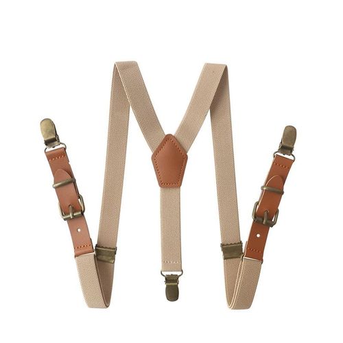 3 Clips En Alliage De Cuir Marron Vintage Pour Enfants,Porte-Anneau Vintage Décontracté,Bretelles,Pantalon De Style Occidental Pour Garçons