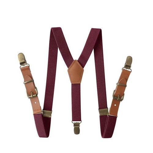 3 Clips En Alliage De Cuir Marron Vintage Pour Enfants,Porte-Anneau Vintage Décontracté,Bretelles,Pantalon De Style Occidental Pour Garçons