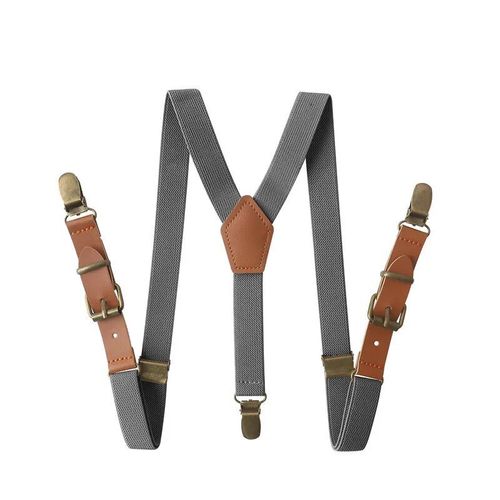 3 Clips En Alliage De Cuir Marron Vintage Pour Enfants,Porte-Anneau Vintage Décontracté,Bretelles,Pantalon De Style Occidental Pour Garçons