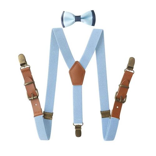 3 Clips En Alliage De Cuir Marron Vintage Pour Enfants,Porte-Anneau Vintage Décontracté,Bretelles,Pantalon De Style Occidental Pour Garçons