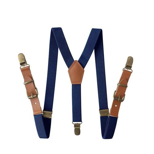 3 Clips En Alliage De Cuir Marron Vintage Pour Enfants,Porte-Anneau Vintage Décontracté,Bretelles,Pantalon De Style Occidental Pour Garçons