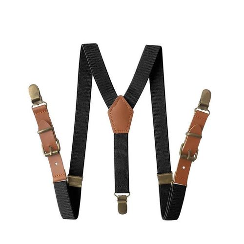 3 Clips En Alliage De Cuir Marron Vintage Pour Enfants,Porte-Anneau Vintage Décontracté,Bretelles,Pantalon De Style Occidental Pour Garçons