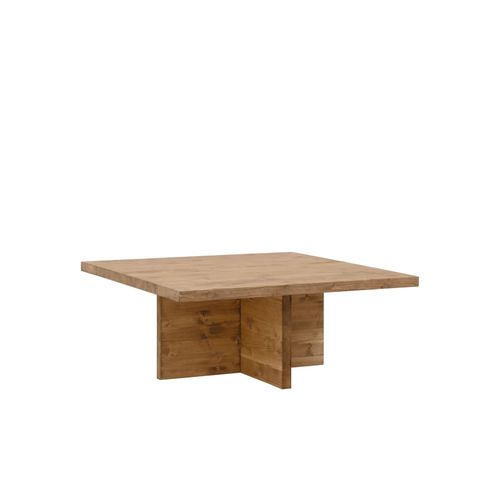 Table Basse Carrée En Bois De Sapin Vieilli 80x33,22cm