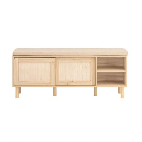 Banc À Chaussures Avec 2 Portes Coulissantes Effet Bois