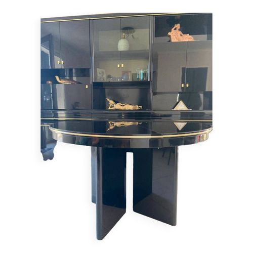 Table Prestige Extensible Laqu Noir Et Dor Noir