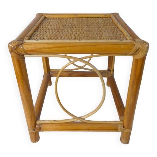 Table Daposappoint Bout De Canap En Rotin Vintage Beige