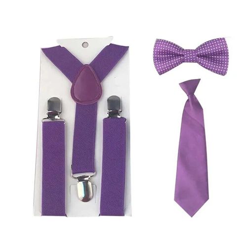 Ensemble N?ud Papillon Et Porte-Jarretelles Pour Bébé Garçon,Cravates Pour Documents Solides,N?uds Papillon Pour Fête,Mariage,École,Violet,Haute Qualité,3 Pièces